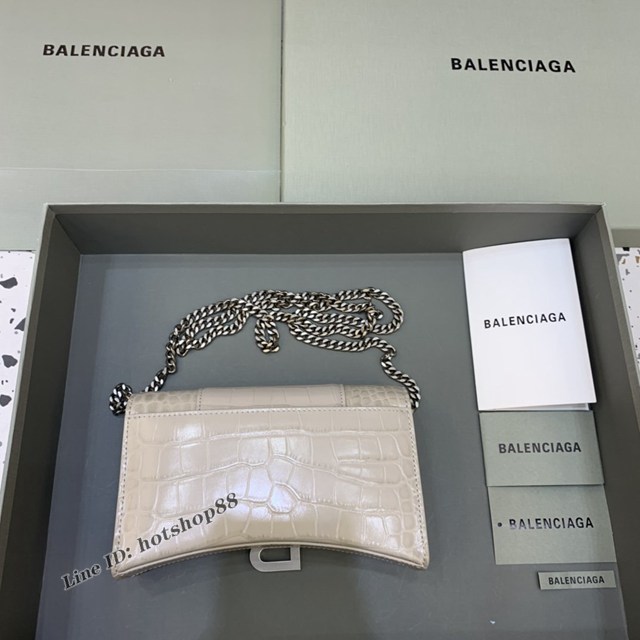 Balenciaga專櫃爆款鱷魚紋迷你女士肩背包 巴黎世家沙漏鏈條斜挎包 fyj1866